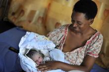 Grace Nukayisire with her 1-day-old baby Ineza at the maternity ward in Manyange health center in Nyamata, Rwanda.